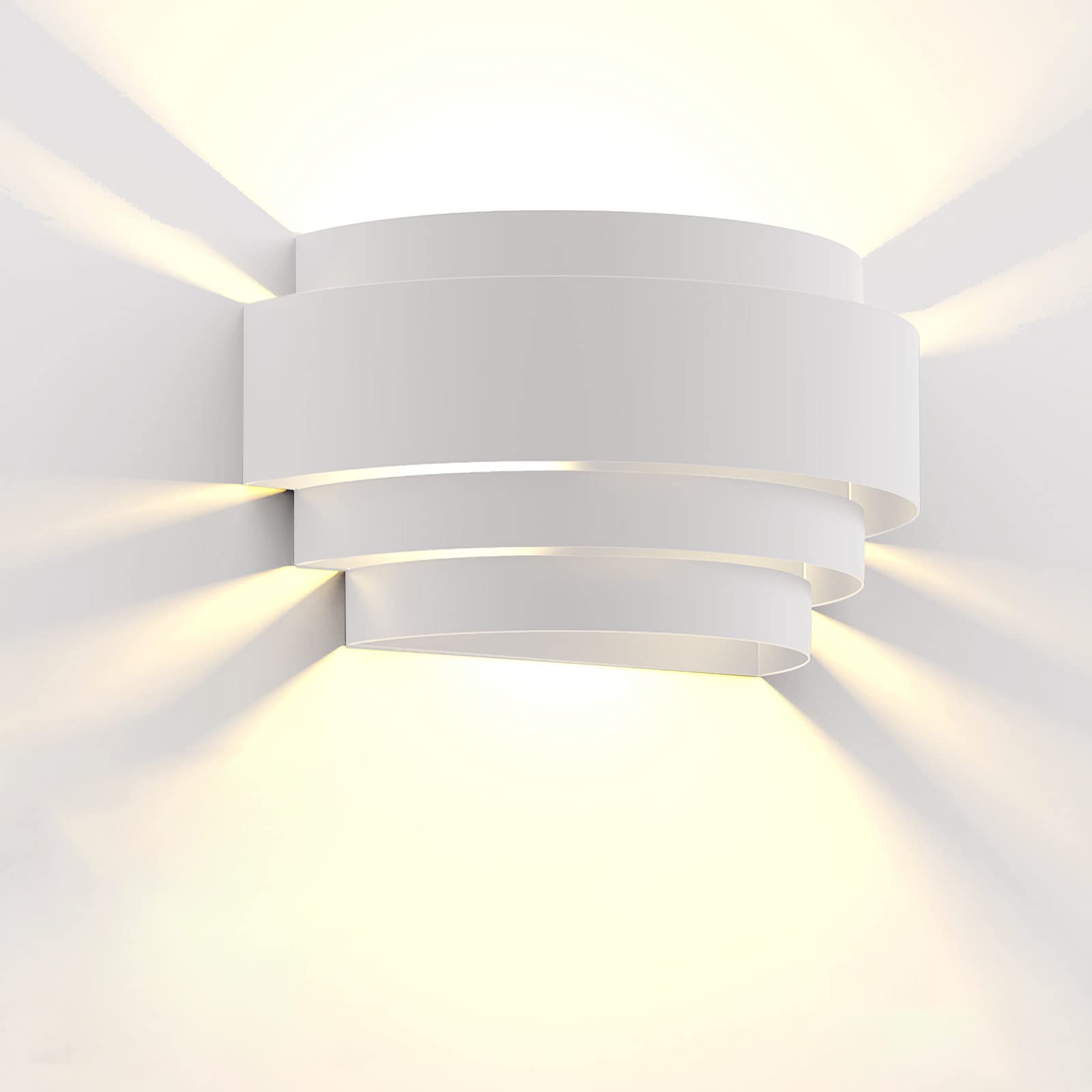 SHANGSKY Wall Sconces Set of Two, Indoor Sconces Lighting Wall Light Fixtures for Living Room Hallway Stair Home Decor LED White Wall Lights with 2pc E26 Bulbs 25W