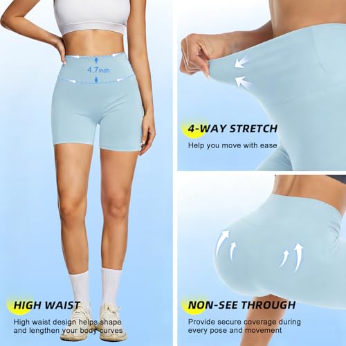 Image of FULLSOFT High Waisted Biker Shorts for Women-5 inch Tummy Control Fitness Athletic Workout Running Yoga Gym Shorts