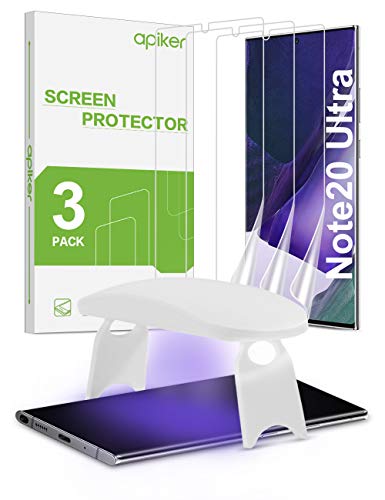 apiker 3 Unidades Protector Pantalla Compatible con Samsung Galaxy Note 20 Ultra(6.9 Pulgadas), UV Vidrio Templado Cobertura Máxima, Sin Burbujas, Sin Aplicación Húmeda