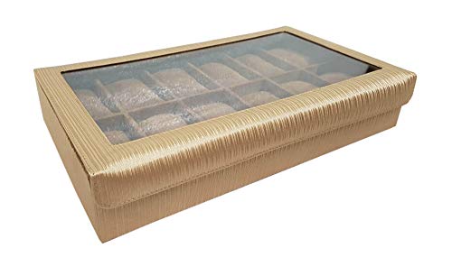 Essart Premium 12 Grid Watch Display Case/Jewellery Storage Organiser/Magnetic Lock Closure – Golden
