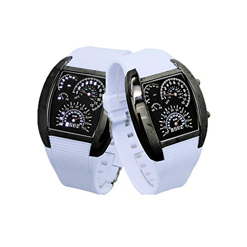 Preisvergleich Produktbild Sportuhr der kreativen Persönlichkeit der Kinderuhr zufällige Sportklassiker geführte Armaturenbrettluftuhr, weiß
