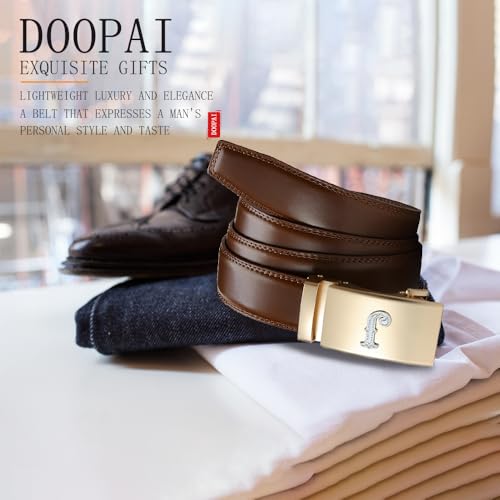 DOOPAI Men's Leather Ratchet Belts 2 Pack Adjustable Click Belt Set for Dress & Casual, Custom Fit 1 3/8" (35mm) -Trim to Fit4