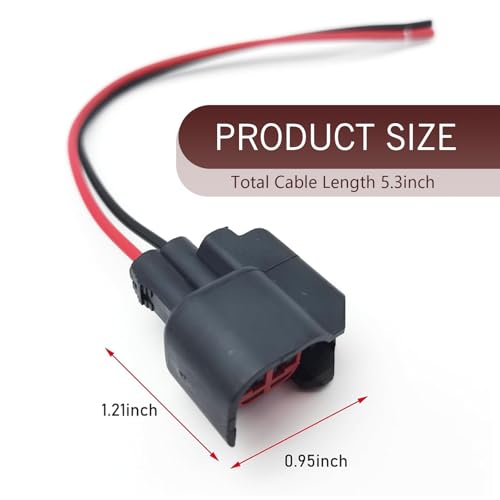 Gseigvee Pack-8 Car Fuel Injector Plug, EV6 Pigtail Wiring Harness Socket, Durable Automobile Replacement Accessories, Compatible with Buick Dodge Ford (Black)