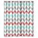 Coral,Light Green,Gray and White Chevron Zig Zag Pattern Waterproof Bathroom Fabric Shower Curtain,Bathroom decor 60" x 72"