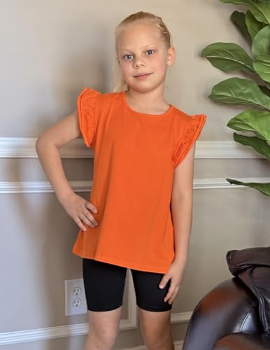 Image of Arshiner Girls Shirts Ruffle Short Sleeve Summer Cute Casual Crewneck Tops Blouse Tee