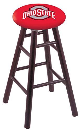 Holland Bar Stool Co. Oak Bar Stool in Dark Cherry Finish with Ohio State Seat by The
