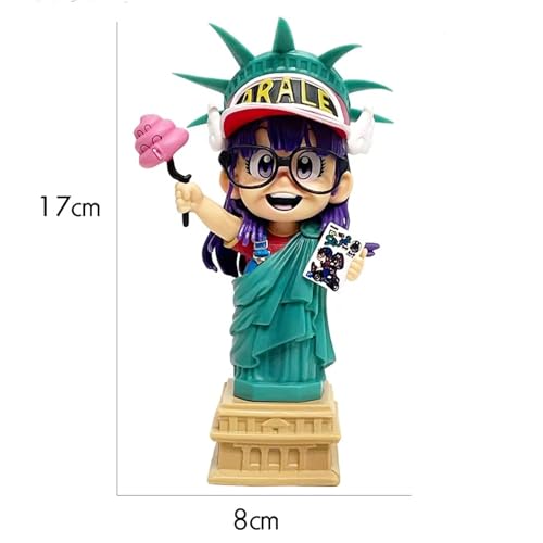 Image of Arale Norimaki Statue of Liberty Fun Pose Anime Figure | 16.5cm Liberty Costume Arale with Candy & Photo Card Action Figurine for Table, Desk & Shelf Decor | Gift for Anime Fans, Friends