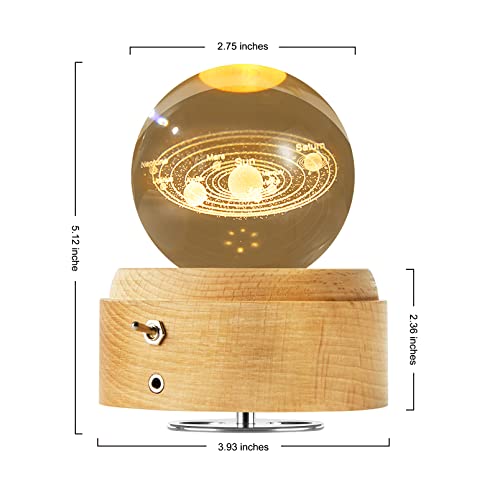 Crystal Ball Globe Solar System Music Box Led Night Light Lamp, Best Decor Gifts For Father Dad Husband Men Boyfriend Girlfriend Mom Women Wife Daughter Kids, Graduation Birthday Anniversary Wedding #TOP4