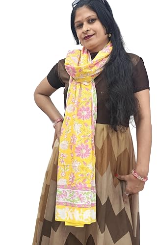 Rastogi Handicrafts Hand Block Rajasthani Print Scarves For Women 73X44 Inch Size 100% Cotton Scarfs Women'S Apparel Fabric2