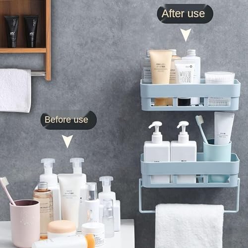 Image of TEKCOOL Plastic Bathroom Accessories 1 Pack, Bathroom Organizer, Bathroom Rack, Bathroom Shelf for Wall, Bathroom Stand, Self Adhesive Bathroom Shelf, Washroom Accessories, Bathroom Racks and Shelves