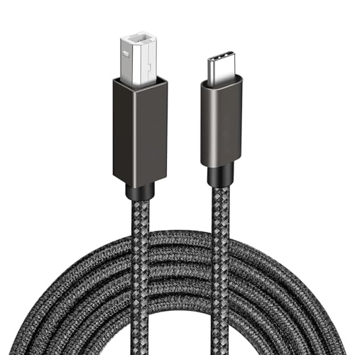 USB Type Cプリンター ケーブル 2m LpoieJun USB 2.0 Type C to USB 2.0 Bオス プリンターケーブルUSB C to Bプリンタケーブル スキャナーケーブルプリンターケーブル to USB C MIDIケーブル 高耐久性 ナイロン編み （ヤマハカシオデジタルピアノMIDIコントローラーDJコントローラー適用） (ダークグレー)
