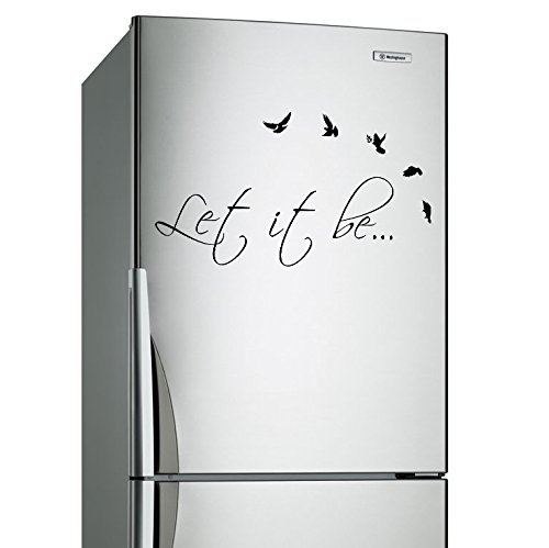 (28'' X 14'') Vinyl Wall Decal Quote Let It Be With Birds / Text From Music Song Art Decor Home Sticker + Free Random Decal Gift! #TOP16