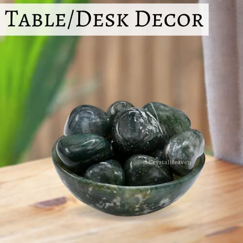Image of Certified Moss Agate Crystal Healing Tumbled Stone, Natural Polished Crystals for DIY Crafts, Manifestation, Meditation, Pooja Feng Shui and Reiki Healing (30 Grams)