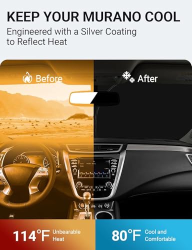 Image of Proadsy 2026 Upgrade Front Windshield Sun Shade Foldable Sunshade Protector Sun Visor Custom Fit for 2015-2024 Nissan Murano S SV SL Platinum SUV Accessories