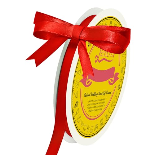 Image of Double Face Red Satin Ribbon 3 /8 inch X 50 Yards Polyester Red Ribbon for Gift Wrapping Very Suitable for Weddings Party Hair Bow Invitation Decorations and More