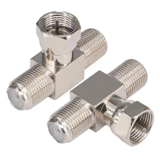 Kaunosta F-Type RG6 Coaxial Cable Connector Splitter Combiner 3 Way T-Shape F Male to Dual Female Coax Adapter for Satellite TV MATV CCTV and Related Consumer Television Products 2pcs