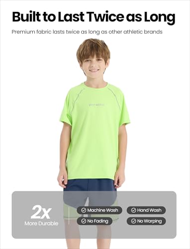 PATPAT 2 Pack Boys T-Shirts with Ultra Lightweight & Quick Dry, Short Sleeve Athletic Shirt for Kid Youth, Size US10/M3