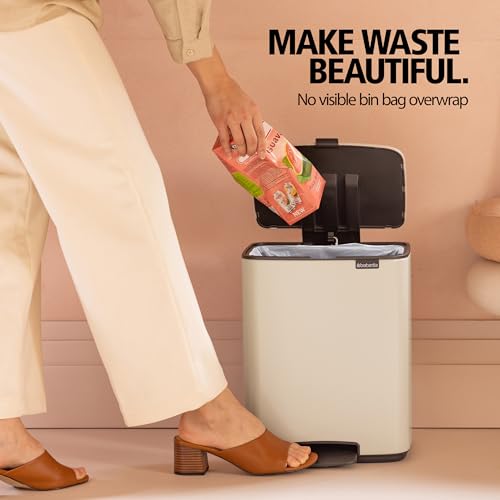 Caneca de Basura Brabantia Bo Step-On 8 Gal Square Blanca miniatura 4