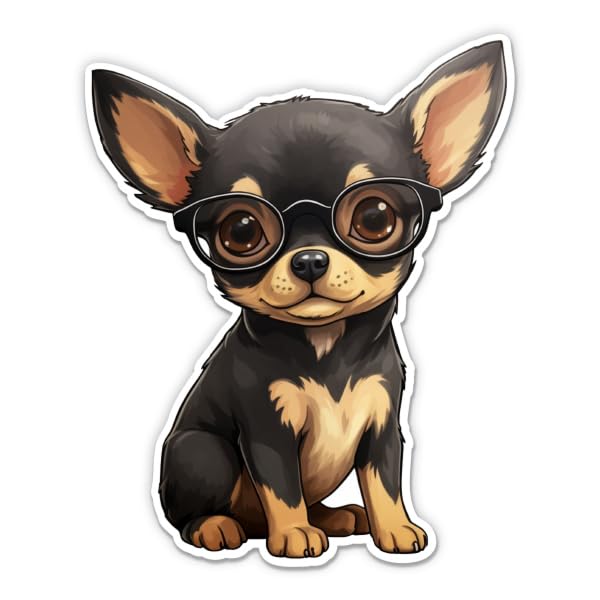 Black Chihuahua Stickers - 2 Pack - Waterproof Vinyl for Car, Phone, Water Bottle, Laptop - Cute Dog Decals (2-Pack)