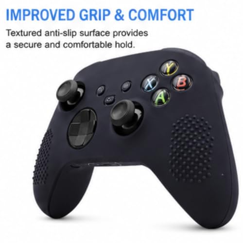 Image of TMG X Series X /S Controller Skin,Anti-Slip Protector Set Compatible with X Series X /S Controller-Silicone Cover with 2 Thumb Grips Caps (Black)