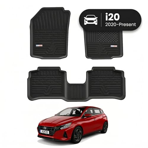 Image of 3D TPE Car Floor Mat for i20 (2020 Onwards) Custom Fit, Heavy Duty & Anti-Slip i20 Floor Mat | Easy to Clean, All Weather Resistant, Waterproof & Dustproof Car Foot Mat