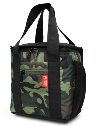 Image of Sfane Insulated Lunch Bag - Compact, Easy Wash, Smooth Zipper & Lightweight - Tote Bag & Container, Tiffin Bag for Men, Women, Adults (Green & Black)