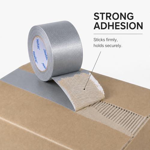 Image of Silver Duct Tape Heavy Duty, 2 Rolls, 2 Inch x 30 Yds Each, PE Coated Cloth Tape, Easy Tear by Hand, Water-Resistant Surface for Repairs, Packaging, Bundling, Garage and Workshop