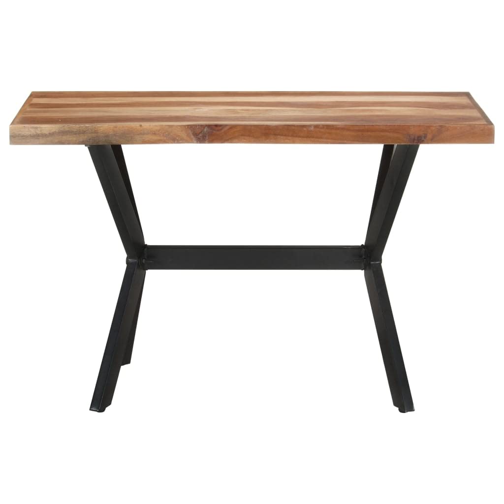 Table en bois massif d'acacia et hévéa miel style industriel chic