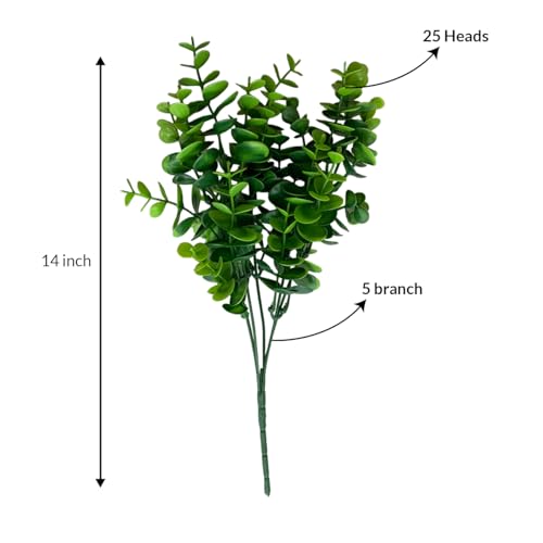 Image of Art Street Artificial PVC Plastic Eucalyptus Green Bushes, Bunch for Vase, for Home Decor Table Placement Office Desk (14 Inch, Set of 4, Green) (Vase Not Included)