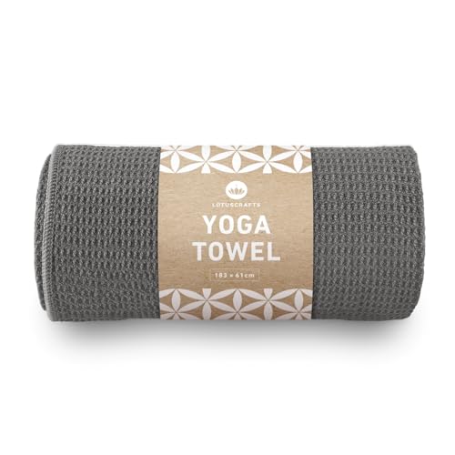 Lotuscrafts Yoga Handtuch Wet Grip - rutschfest & Schnelltrocknend - Antirutsch Yogatuch mit hoher Bodenhaftung - Yogahandtuch ideal für Hot Yoga [183 x 61 cm]