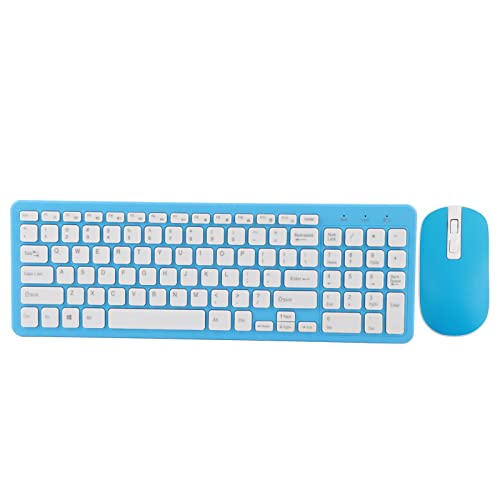 LUCKDANO Juego de Teclado y Ratón Inalámbricos, Diseño Ergonómico, Ligero y Elegante con Receptor USB para Trabajadores (Traje Azul inalámbrico)