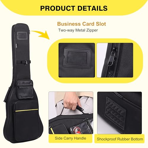 Image of 39 /40 inch Electric Guitar Bag + 2-in-1 Embroidered Guitar Strap+3 Picks | 0.35 inchThick Padding&Waterproof&Shockproof | Strap with Pick Holder, Adjustable Length 33 inch-56 inch | 3 Picks | Gift for Guitarists