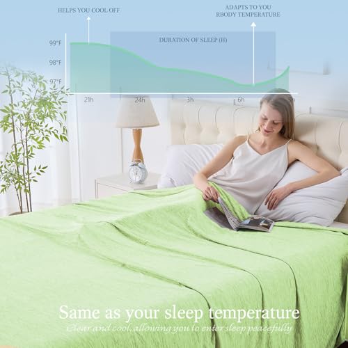 Image of Cooling Blanket Throw Size, 50 inchx70 inch Cooling Blankets for Hot Sleepers, Cold Blanket Thin Lightweight Breathable Soft for Couch Bed, Lightweight Blanket Keep Cool for Night Sweats