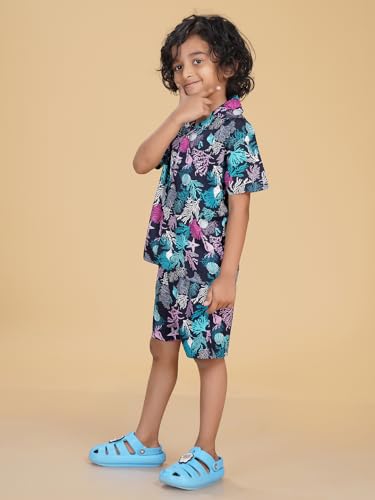 Image of Ninos Dreams Boys Cotton Rayon Coord Set with shorts /Holiday Shirt & Shorts