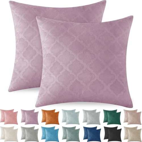 Ystyle Housses de Coussins 60x60 pour Canapé Velours Côtelé Super Doux Lot de 2 Housses de Coussin pour Lit Adulte Chaise Jardin Fauteuil Décoration Intérieure et Extérieure, Coussin Violet Clair