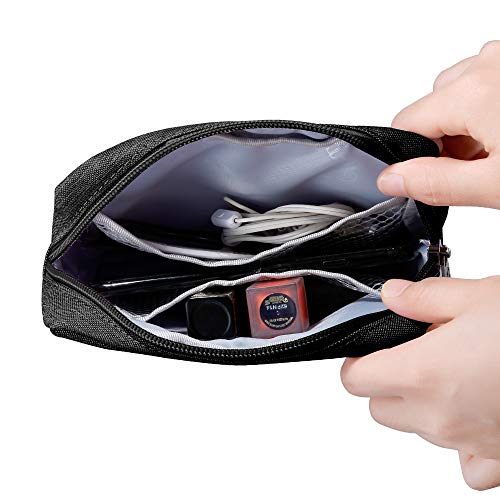 E-Tree Cute Small Pouch, Makeup Cosmetic Bag,Make up Bag for Purse,Toiletry Zipper Pouch,Tech Bag,Electronic Organizer Travel Case,Storage Pouches for Organization Black4