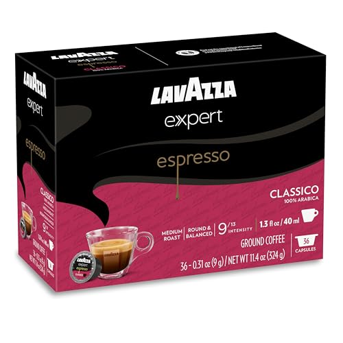 Image of Lavazza Expert Espresso Classico Capsules, Medium Roast, 100% Arabica, Compatible with Lavazza Classy Machines (36 Capsules) (Pack of 2)