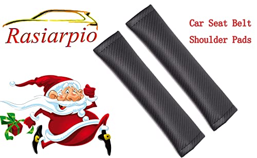 Rasiarpio 2Pcs Car Seat Belt Shoulder Pads - Universal 4D Carbon Fiber Black Seatbelt Strap Cover Cushion Comfortable Durable #TOP5