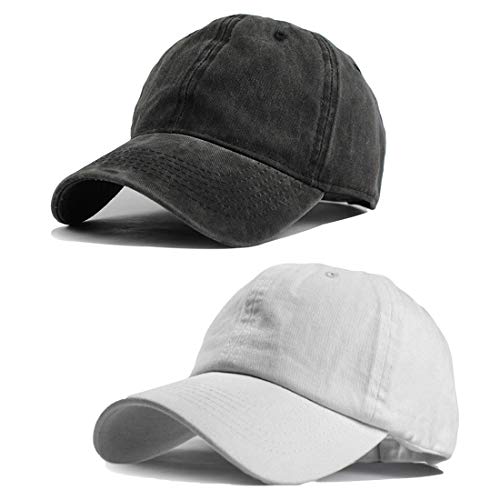 Image of HH HOFNEN Baseball Cap Washed Cotton Unstructured Vintage Hat for Men Women | Unisex Sports Ball Caps Sun Protection Adjustable Outdoor Curved-Brim Dad Hat Classic Plain Cap