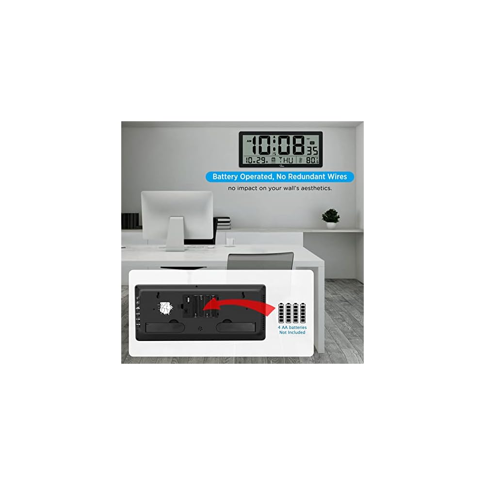 Buy WallarGe Auto Set Large Digital Wall Clock Battery Operated with