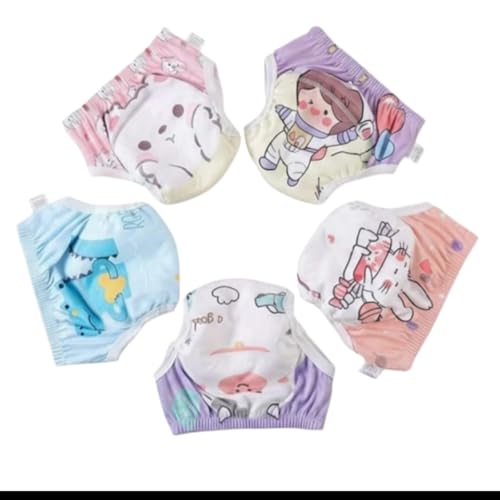 Image of Premium Baby Diaper Pants / Potty Training Panties / Padded Underwear for 0 - 4 Years | Soft, Washable & Reusable Cotton Nappies for Boys & Girls | Leakproof, Absorbent & Breathable | 2 /3 /4 Pack | Leakproof, Absorbent (white printed, 3-4 years, 3, count)