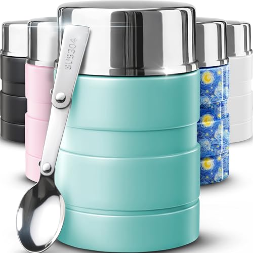 Earth&ME 17 OZ Soup Thermo for Hot & Cold Food for Kids, Vacuum Insulated Steel Lunch Container, Kids Wide Mouth Bento Thermal Food Jar, Warm Food Lunchbox Thermo Bowls with Spoon (Mint)