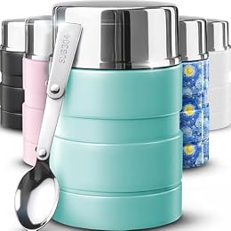 Earth&ME 17 OZ Soup Thermo for Hot & Cold Food for Kids, Vacuum Insulated Steel Lunch Container, Kids Wide Mouth Bento Thermal Food Jar, Warm Food Lunchbox Thermo Bowls with Spoon (Mint)