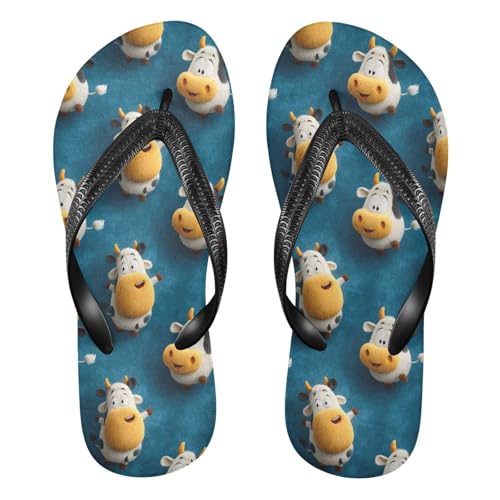 Flip Flop Sandals Cute Cows Print for Women Men Beach Outdoor XS