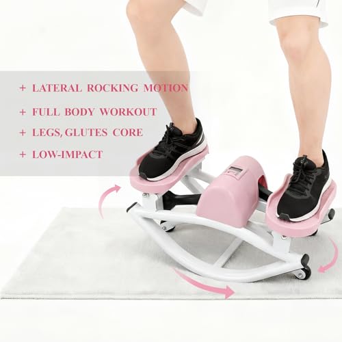 Image of Rock Stepper for Home Workout, Side-to-Side Stepper Machine with Resistance Bands & Digital Display, Low-Impact Lateral Stepper for Full Body Exercise, Compact Quiet Cardio Equipment for Apartment /Gym