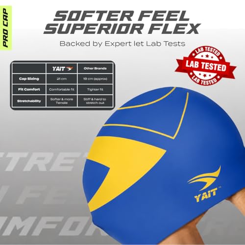 Image of Pro Performance Swimming Cap | India's First Lab-Tested Swim Cap| Hydrodynamic Race Fit | Reduced Drag Design | Ultra Soft, Tear-Resistant & Anti-Slip | for Advanced Swimmers - Blue & Yellow