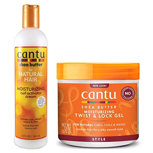 Cantu-Shea-Butter-for-Natural-Hair-Moisturizing-Curl-Activator-Cream-12-Fl-Oz-and-Moisturizing-Twist-Lock-Gel-13-Oz Cantu Shea Butter for Natural Hair Moisturizing Curl Activator Cream (12 Fl Oz) and Moisturizing Twist & Lock Gel (13 Oz) - Image 1