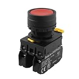 uxcell YW1B-M1E11PR Red Sign Signal Momentary Push Button Switch 22mm 7/8 inches 1 NO 1 NC