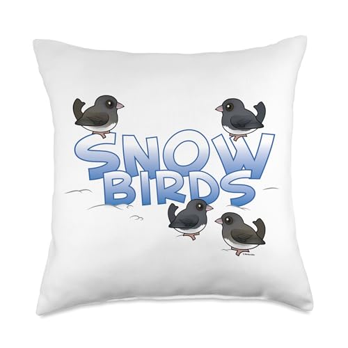 Snow Birds: Birdorable Dark-Eyed Juncos Cute Winter Songbird Throw Pillow