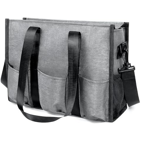 VOLGANIK ROCK Tote Bag with Compartments, Large Multi Pockets Tote Bag for Women & Men Work Tote Bags with Zipper Teacher Bag Nurse Bag Cover
